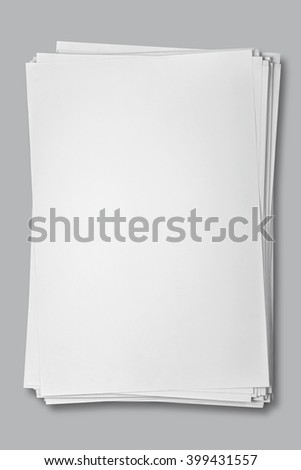 Blank White Paper Isolated on gray background.