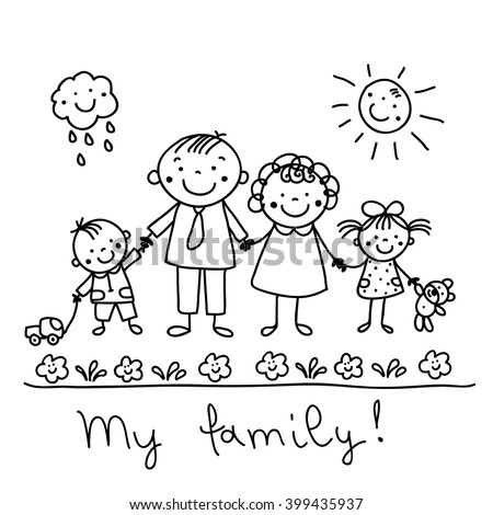 Graphic drawing happy family