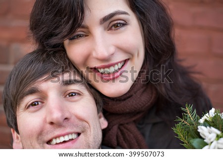 Happy lovers on a date, selfie