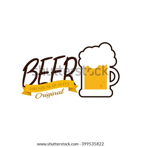 Isolated mug of beer icon with text on a white background