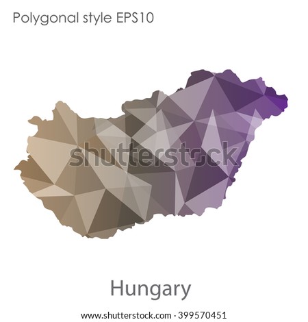 Hungary map in geometric polygonal style.Abstract triangle,modern design background.