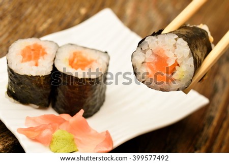 sushi pieces on white plate