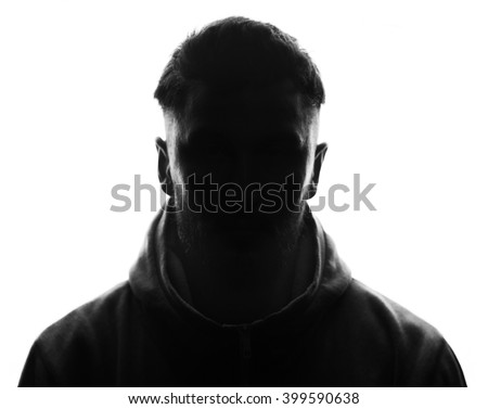 Hidden face in the shadow.male person silhouette. Royalty-Free Stock Photo #399590638