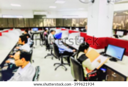 young business people group have meeting and work in modern office buildings bright, blur, bokeh, defocus the image for the background