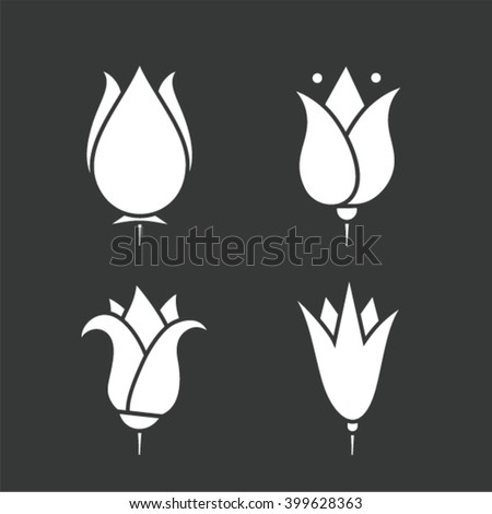 Vector illustration icon set of flower
