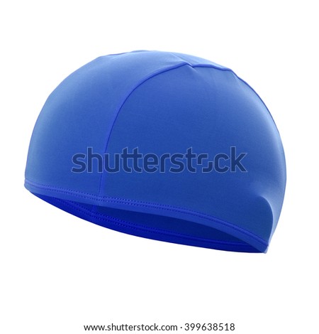 Blue swim cap isolated on white Royalty-Free Stock Photo #399638518