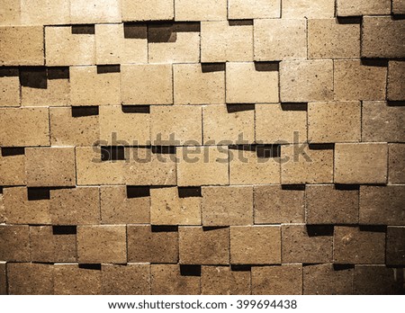 Wooden block decoration texture, wall background in dark room light from top