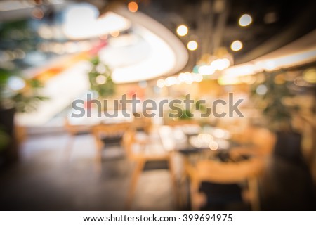 Abstract blur coffee shop background - vintage filter effect