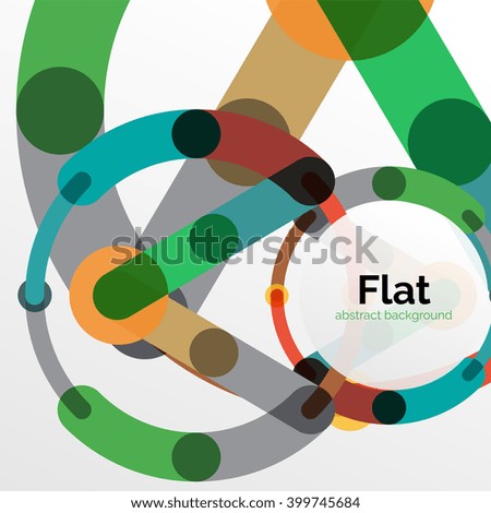 Colorful connected lines on white. Flat design abstract background
