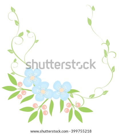 vector illustration of vintage wreath with flowers and swirls