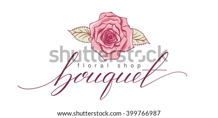 Bouquet. Beautiful Hand Drawn Lettering Logo.