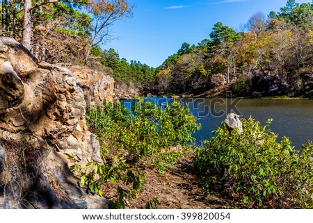 A Tranquil Autumn Outdoor Scene at Robbers Cave State Park in Oklahoma.