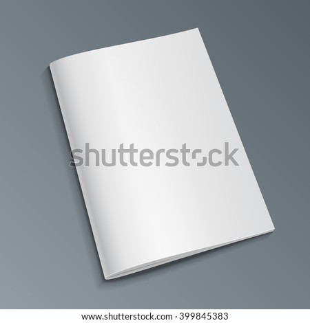 Mockup Blank Cover Of Magazine, Book, Booklet, Brochure. Illustration Isolated On Gray Background. Mock Up Template Ready For Your Design. Vector EPS10 Royalty-Free Stock Photo #399845383