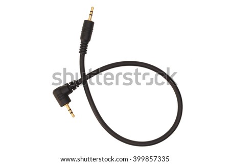 2.5mm jack plug and  cable isolated on the white background