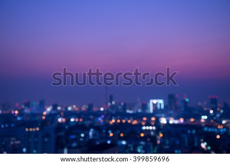 Abstract urban night light bokeh , defocused background