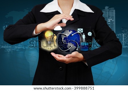 Businessman show online business concept and technology.
