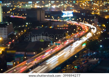 Abstract blurred lights city highway road curved night view