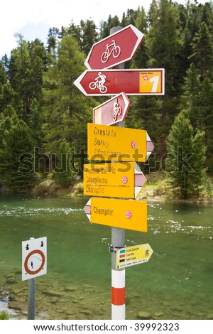 swiss bicycle route sign post
