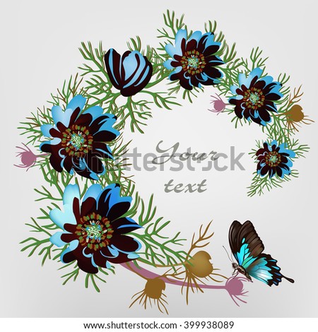 Flower frame with butterfly.
