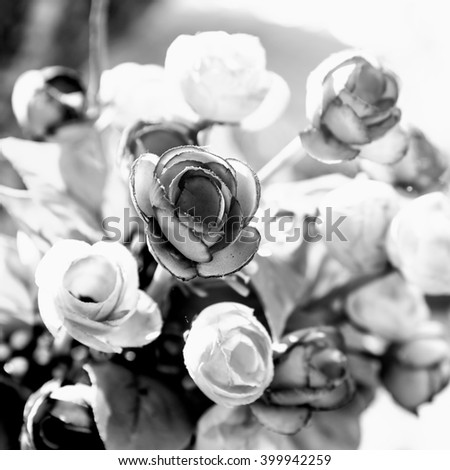 Decorative artificial flowers in black and white,Artificial roses in vintage style