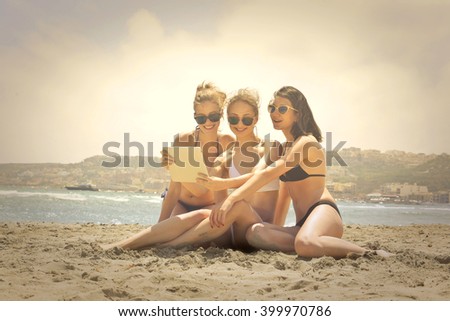 Three friends at the beach