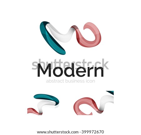 Vector abstract ribbon logo with business card identity design. Corporate modern swirl element isolated on white