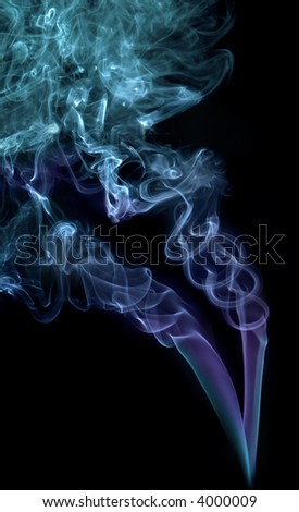 Two different blue wisps of smoke combined into an abstract figure