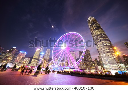 Observation Wheel, Hong Kong  Royalty-Free Stock Photo #400107130