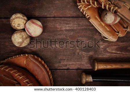 Old Vintage Baseball Background. Shallow focus