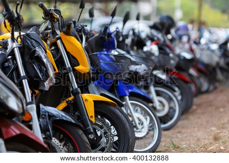 motorcycles parked in row