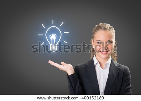 Success businesswoman showing business icon and chart