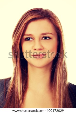 Happy teenage girl with long hair