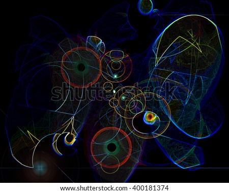 This abstract digital fantasy is an optical cacophony of floating orbs with lots of energy and movement.