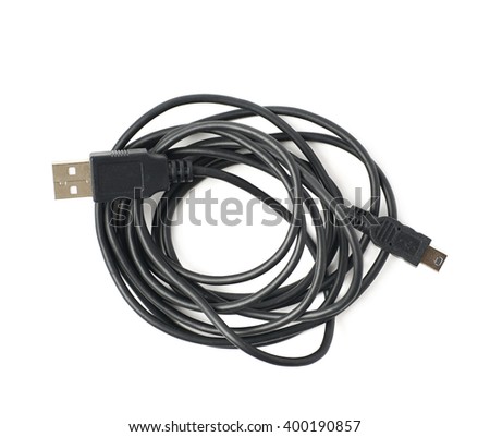 Folded USB adapter cable isolated