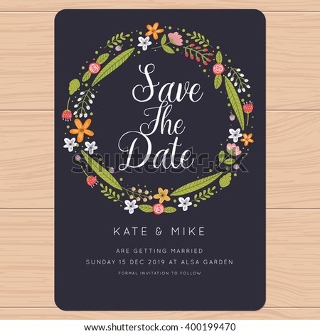 Save the date, wedding invitation card with flower Templates. Flower floral background. Vector illustration.