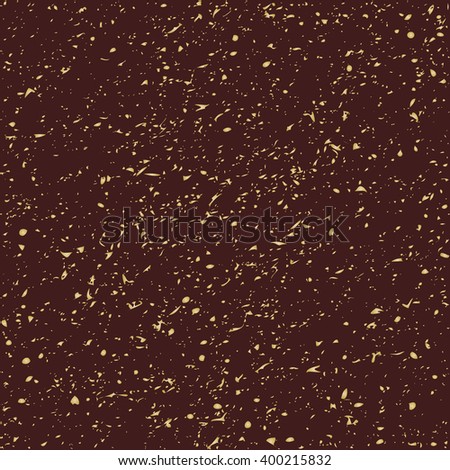 Geometric seamless vector background with ink splashes and stains. Abstract brown and golden texture