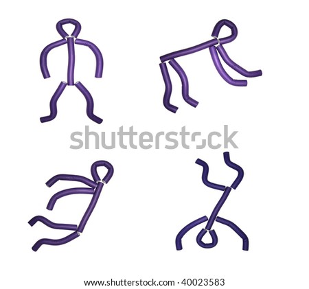 men figures made of violet plastic sticks
