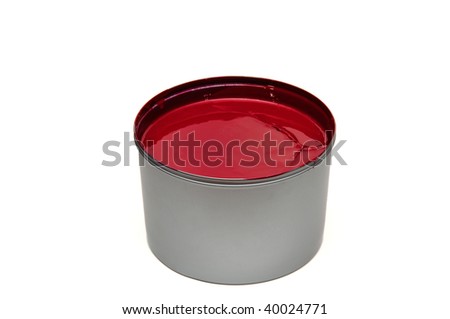 One red printing ink isolated on the white background.