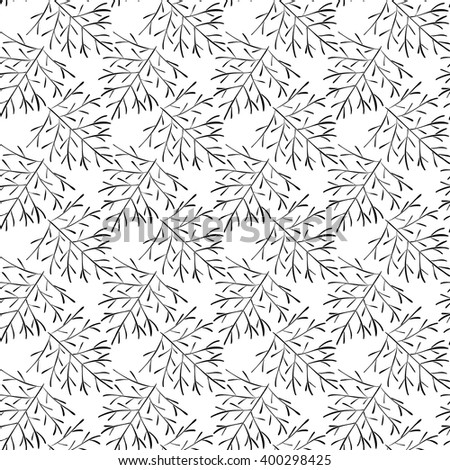 Vector seamless pattern. Linear graphic design. Floral linear background