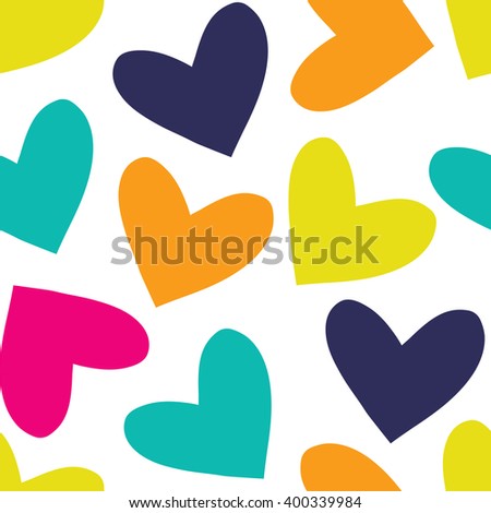 Seamless background with colorful heart shape design 