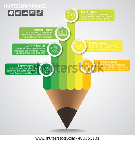 Business Infographic template layout with illustration of creative colorful pencil.