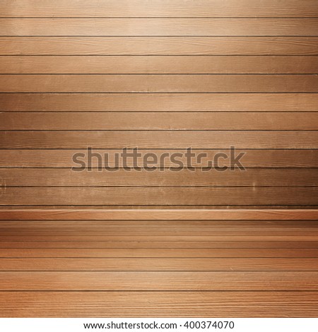 empty room interior with wood wall and floor