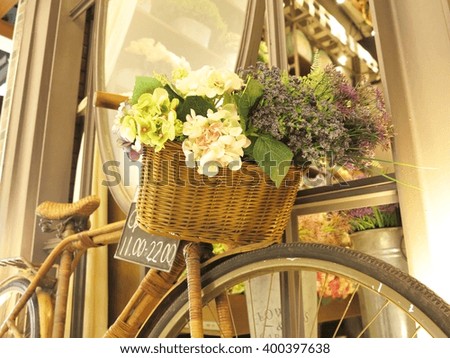Colorful flowers on  bicycle
