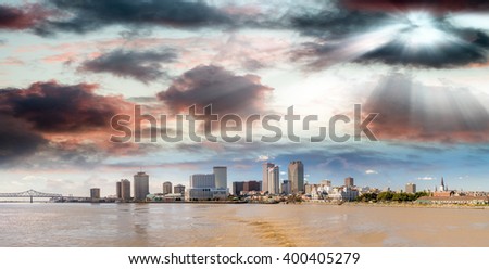New Orleans skyline at sunset, USA