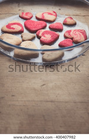 Heart shaped cookies (vintage toned image)