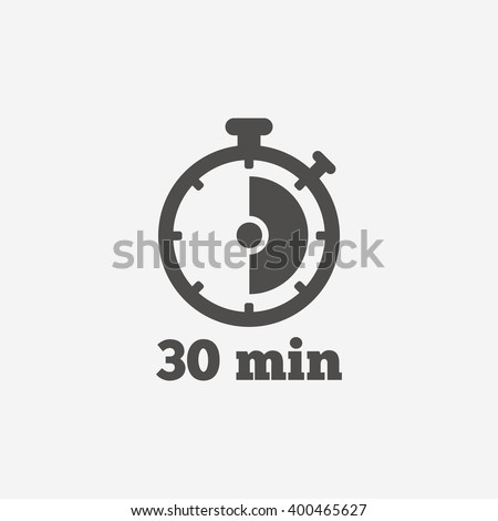 Timer icon. 30 minutes stopwatch symbol. Flat sign on white background. Vector Royalty-Free Stock Photo #400465627