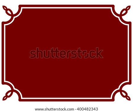Red border frame deco plaque. Vector art simple line corner