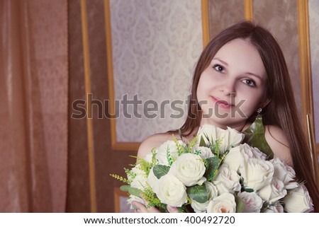 photo of Beautiful Bride Wedding Portrait Indoors
