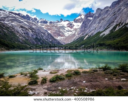 Laguna Esmeralda, Tierra del fuego, Ushuaia, Patagonia, Argentina Royalty-Free Stock Photo #400508986