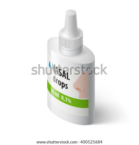 Illustration of Medical  Bottle for Nasal Drops on White Background